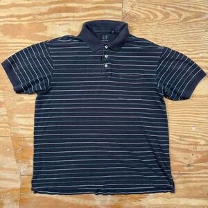 navy‎ blue striped gap polo shirt